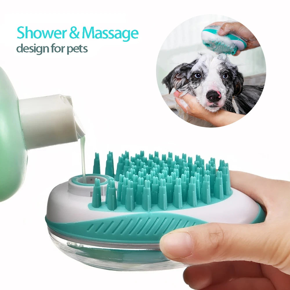 2-in-1 Pet Bath Brush & Massage Comb – Soft Silicone Grooming Tool for Dogs & Cats