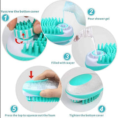 2-in-1 Pet Bath Brush & Massage Comb – Soft Silicone Grooming Tool for Dogs & Cats