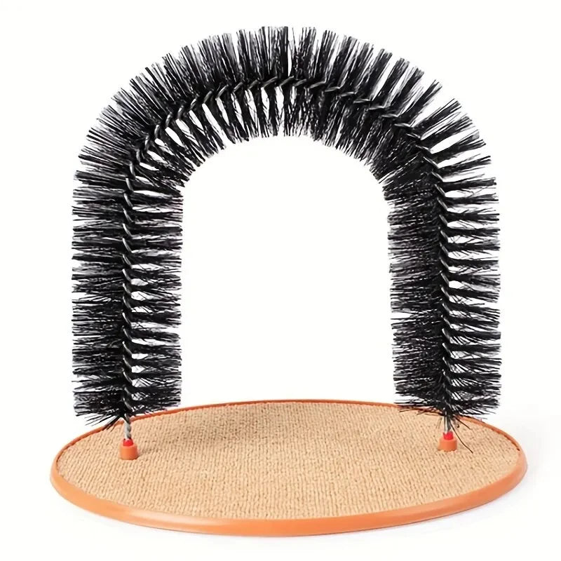 Cat Toy Arch Self Grooming Massage Brush with Scratching Pad - Interactive Feline Toy