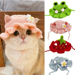 Autumn & Winter Cute Knitted Cat Hat - Elastic Pet Hat for Cats and Dogs, Perfect for Photo Shoots & Parties