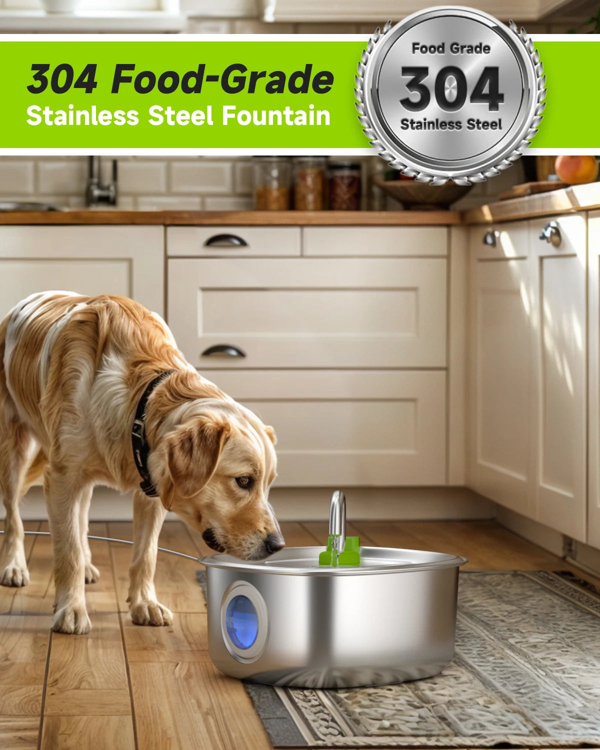 7L Stainless Steel Pet Fountain – Transparent Automatic Water Dispenser for Cats & Dogs