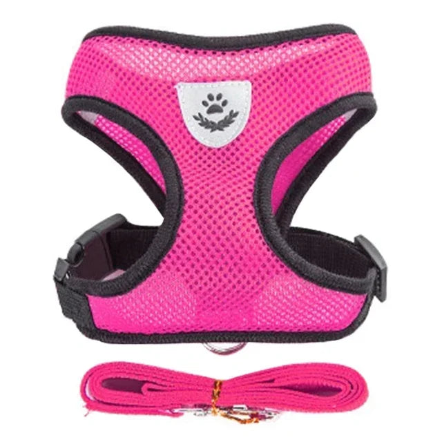 Adjustable Cat Harness Vest with Leash – Comfortable Mesh Dog Harness for Small & Medium Dogs and Kittens