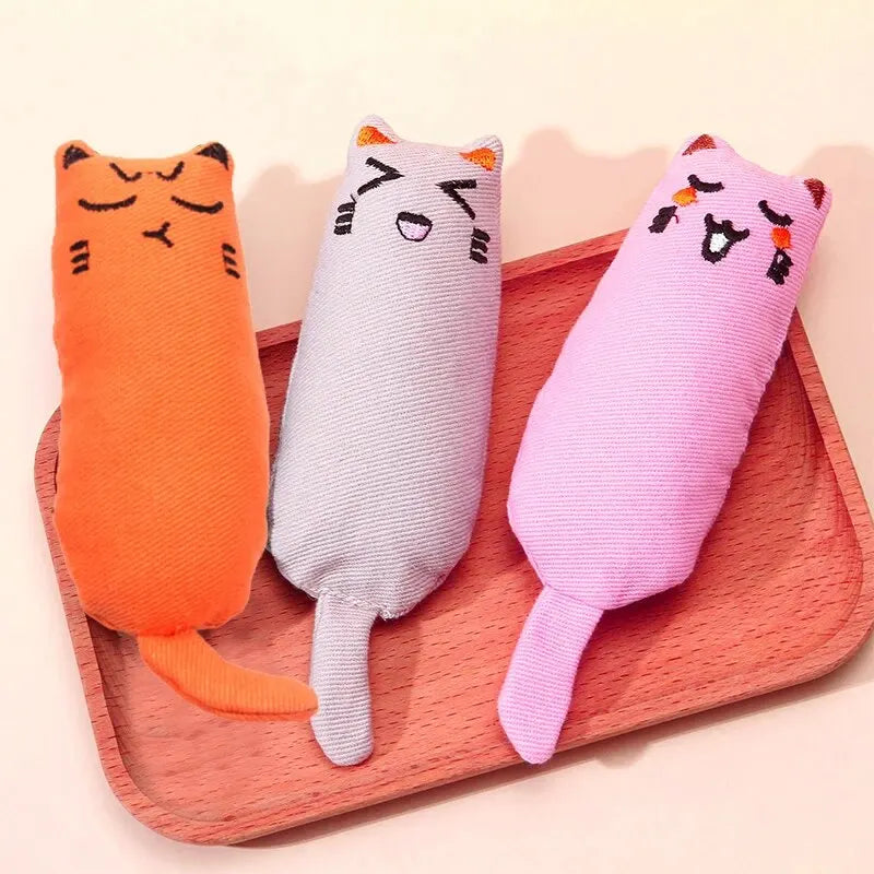 Cute Catnip Thumb Plush Pillow – Bite-Resistant Teeth Grinding & Chew Toy for Cats