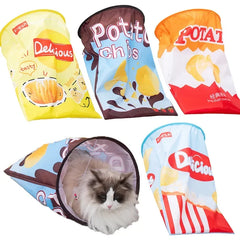 Collapsible Pet Cat Play Tunnel with Crumpled Paper - Interactive Indoor Cat Toy