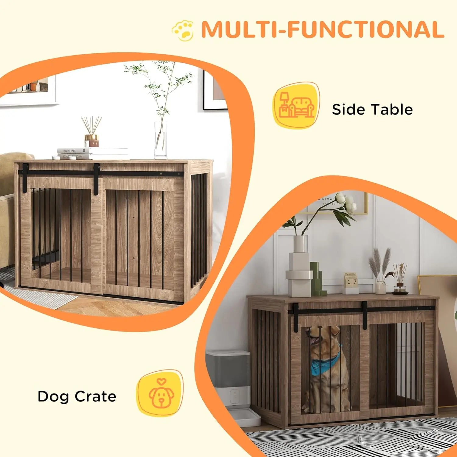 Dog Crate Indoor Furniture, Walnut