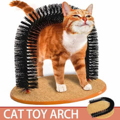 Cat Toy Arch Self Grooming Massage Brush with Scratching Pad - Interactive Feline Toy