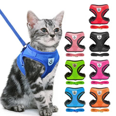 Adjustable Cat Harness Vest with Leash – Comfortable Mesh Dog Harness for Small & Medium Dogs and Kittens